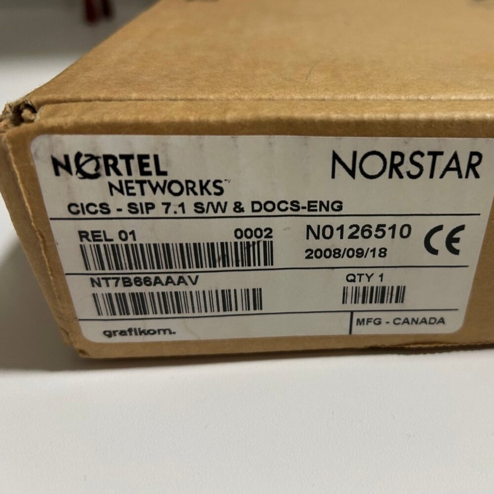 NorStar Nortel Networks CICS SIP 7.1 S/W ENG NTB66AAAV